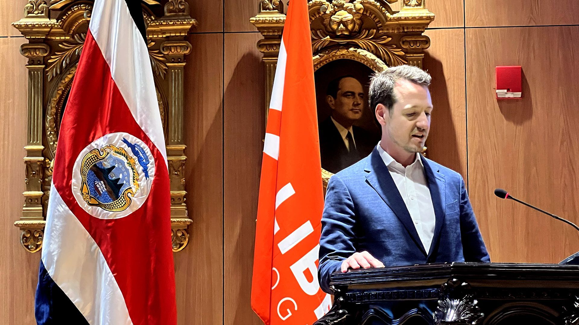 Prince Filip Karađorđević of Serbia giving speech at Costa Rica Legislative Assembly